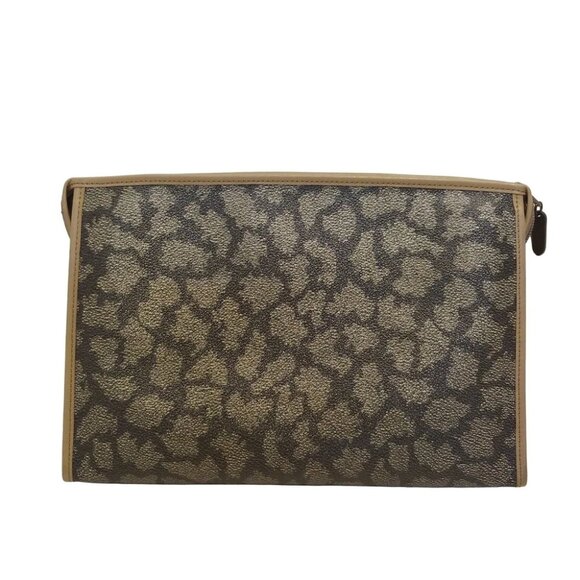 Auth YvesSaintLaurent - Dark Brown Light Brown PVC Leather Clutch Bag - Picture 2 of 7